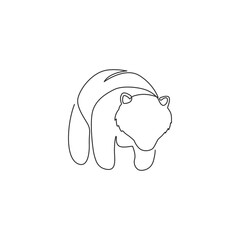Single continuous line drawing of cute elegant bear for corporation logo identity. Company icon concept from wild animal shape. Trendy one line draw vector design graphic illustration