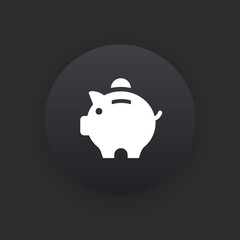 Piggy Bank -  Matte Black Web Button