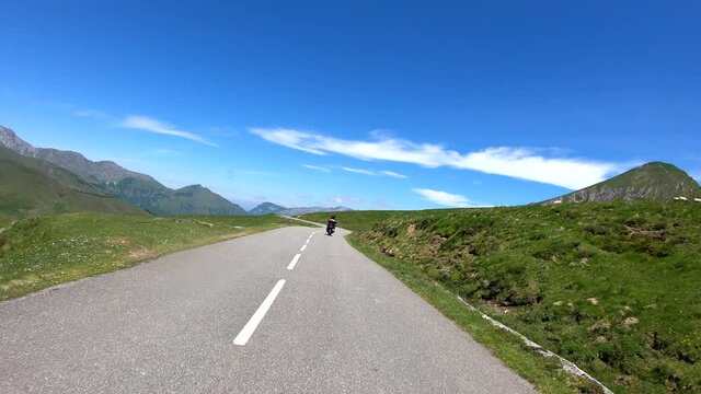 on the road to col d'Aubisque in french Pyrenees mountains