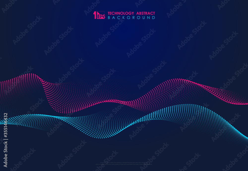 Aufkleber abstract technology particles wavy design 3d movement of sound dynamic background. decorate for ad, 