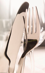 cubiertos de mesa de aluminio, tenedor y cuchillo