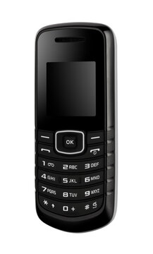  telefono celular antiguo negro sobre fondo blanco, vintage. black old cell phone on white background, vintage.