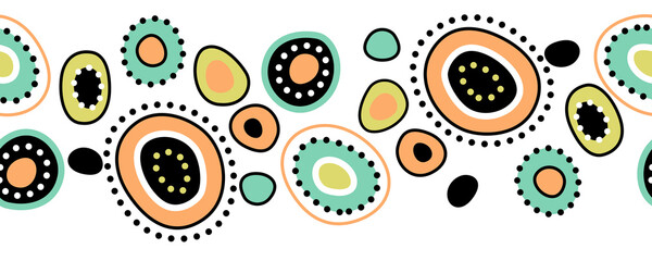 Seamless fancy abstract pattern of circles and dots. Ideal for printing business cards, children's clothing and packaging paper.