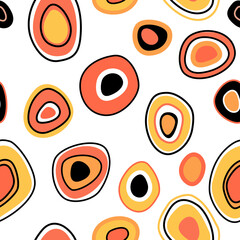 Seamless fancy abstract pattern of circles and dots on a white background. Ideal for printing business cards, children's clothing and packaging paper.