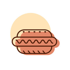 Hot dog vector icon. Fast food sign