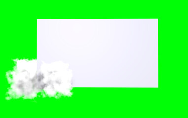 3d rendered mockup with cloud and white blank. Free space. Green screen.