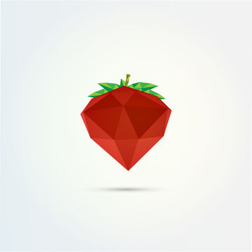 3D low polygon strawberry fruit design 
Eps 10 stock vector illustration 