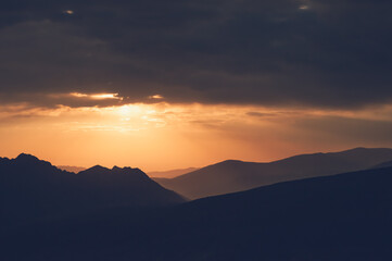 sunrise in the Caucasus mountain valley