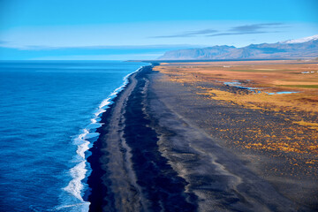 Fototapeta na wymiar Black sand beach in Iceland. Landscape.