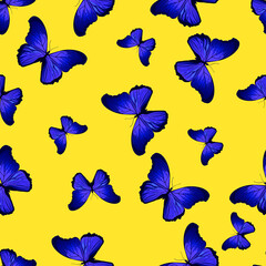 Butterflies seamless vector pattern.Summer print design. Textile background.Template for shirt, tee shirt, cover, paper.
