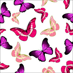 Butterflies seamless vector pattern.Summer print design. Textile background.Template for shirt, tee shirt, cover, paper.