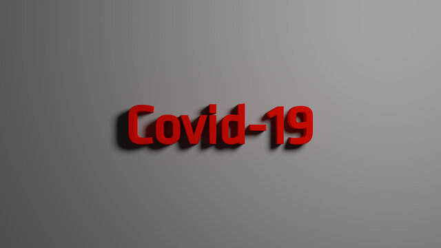 Covid-19 red text on gray background