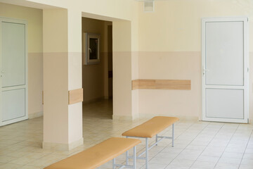 hospital corridor in beige tone
