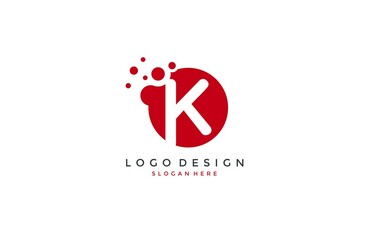 Dots Letter K Logo Design Template