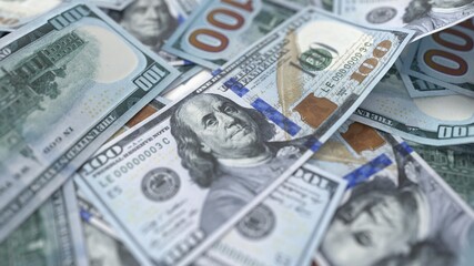 close up macro look of 100 dollar banknote papers. 3D illustration