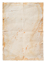 Old paper sheet isolated on a white background. Clipping path included. 