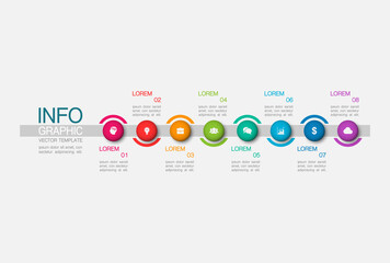 Modern design template for infographics, business, presentations, web design, 8 steps,  options.