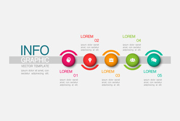 Modern design template for infographics, business, presentations, web design, 5 steps,  options.