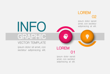 Modern design template for infographics, business, presentations, web design, 2 steps,  options.
