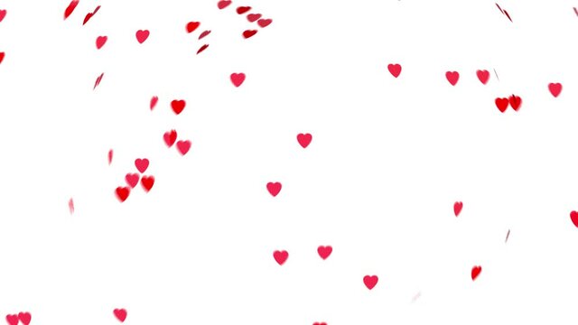 Spadające czerwone serca. Animacja 3d.
