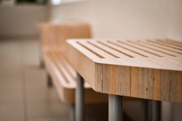 wooden desk you can sit on.