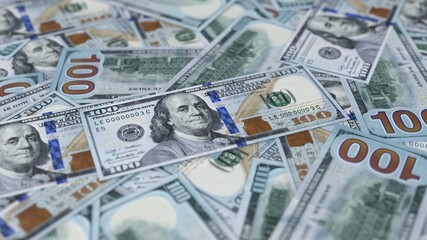 dollar banknotes scattered on the ground. 3D illustration