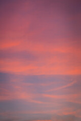 Beautiful sky and orange cloud in twilight time. Sunset sky in potrait, vertical direction.