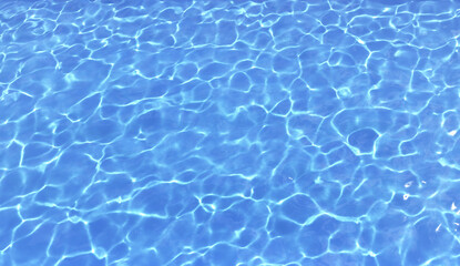 Blue clear water in swimming pool. 