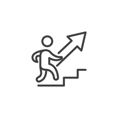 Man climbing career ladder line icon. linear style sign for mobile concept and web design. Business Career growth outline vector icon. Symbol, logo illustration. Vector graphics