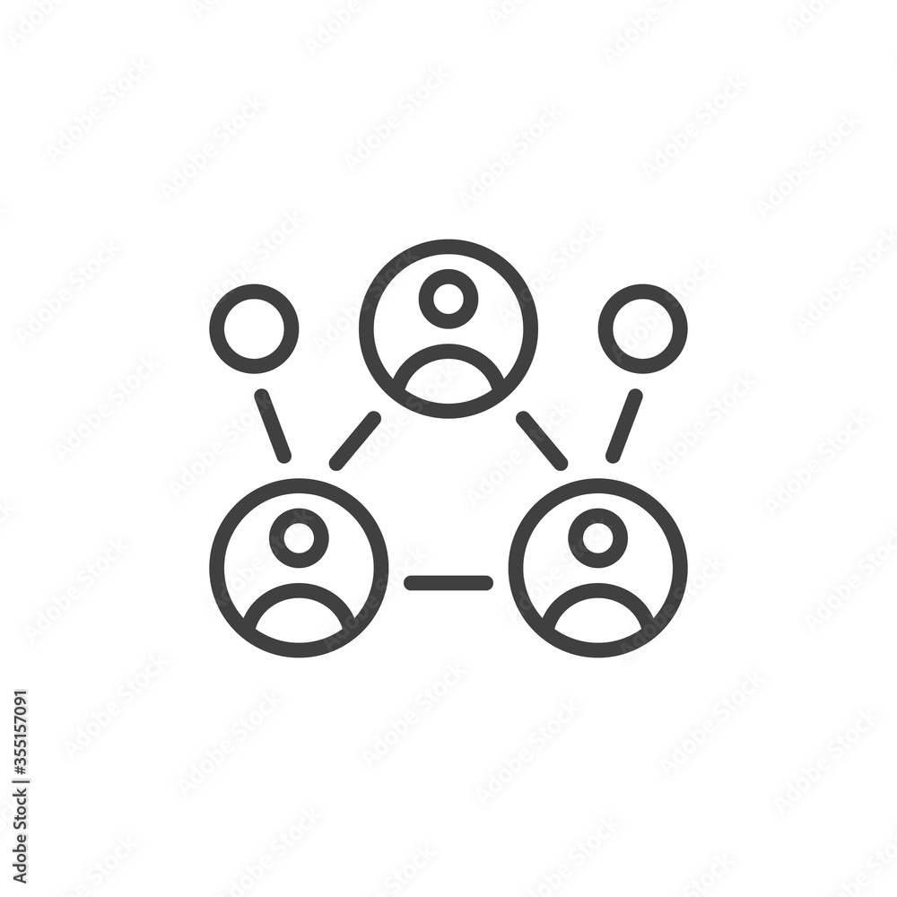 Poster business communication line icon. linear style sign for mobile concept and web design. teamwork orga
