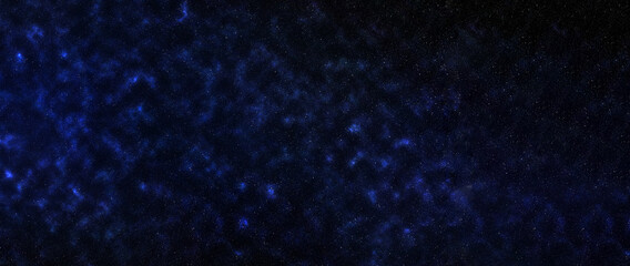 Abstract dark cosmic sky banner with distant little stars and light from milky way.