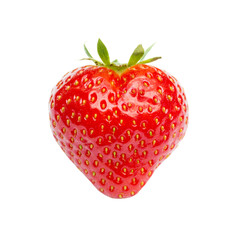 Heart shaped strawberry isolated on white background