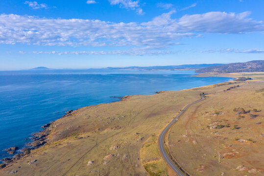 Aerial View Of Coastline Of Tasmania Near Swansea, Australia