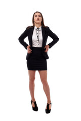 Fototapeta premium Hispanic businesswoman full length on white
