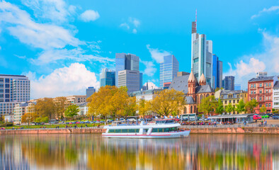 Fototapeta na wymiar Skyline of Frankfurt - Frankfurt is financial center of the Germany