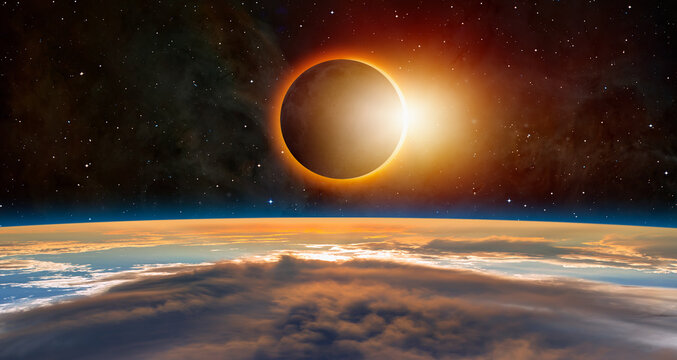 Solar Eclipse with international space station ISS  "Elements of this image furnished by NASA "