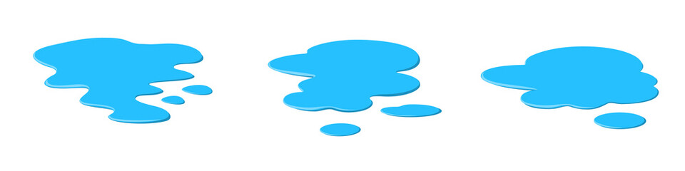 Set puddle, liquid, cartoon style, isolated on a white background