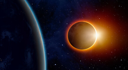 Solar Eclipse with international space station ISS "Elements of this image furnished by NASA "