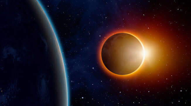 Solar Eclipse with international space station ISS  "Elements of this image furnished by NASA "