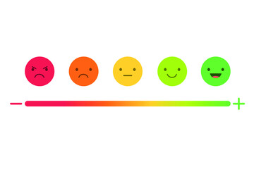 Feedback or rating. Customers review and evaluation of service or good. Set faces scale feedback - Vector