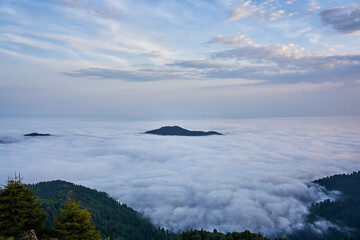 Sea of clouds. Landscape photo was taken from Sal Plateau, Kackar mountains, highlands of Black Sea / Karadeniz region of Turkey.           