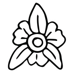 Single hand drawn  iris flower. Doodle vector illustration. Floristic element for greeting cards, posters, stickers and seasonal design. Isolated on white background