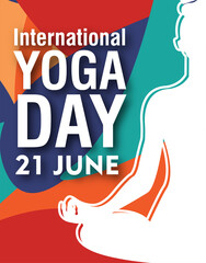 21 june International yoga day web banner EPS10 vector.Meditation Practice Yoga Colorful Fitness Concept. Vector illustration
