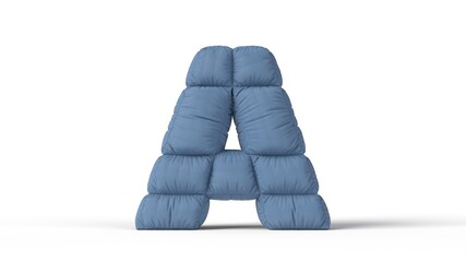 Letter A shaped pillow. isolated on white. 3d illustration