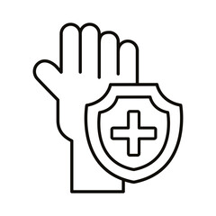 medical cross symbol with shield line style