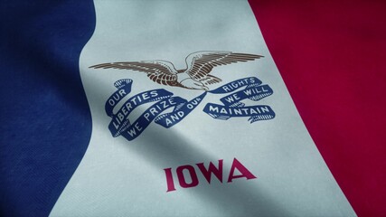 State flag of Iowa waving in the wind. 3d rendering