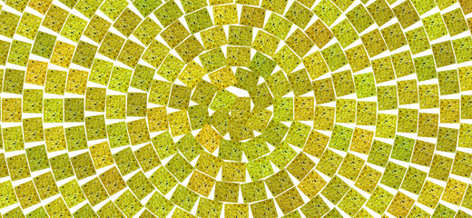 circular mosaic in spiral yellow tones