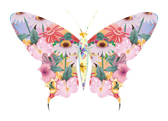 üppig mit Blumen verzierter Schmetterling © namosh