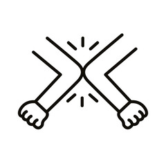greeting hitting elbows line style icon
