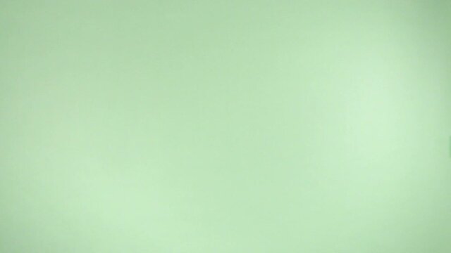 Super slow motion of a group of flying cookies with circle shape and with chocolate on them. Lovely biscuits rotation on a green background.